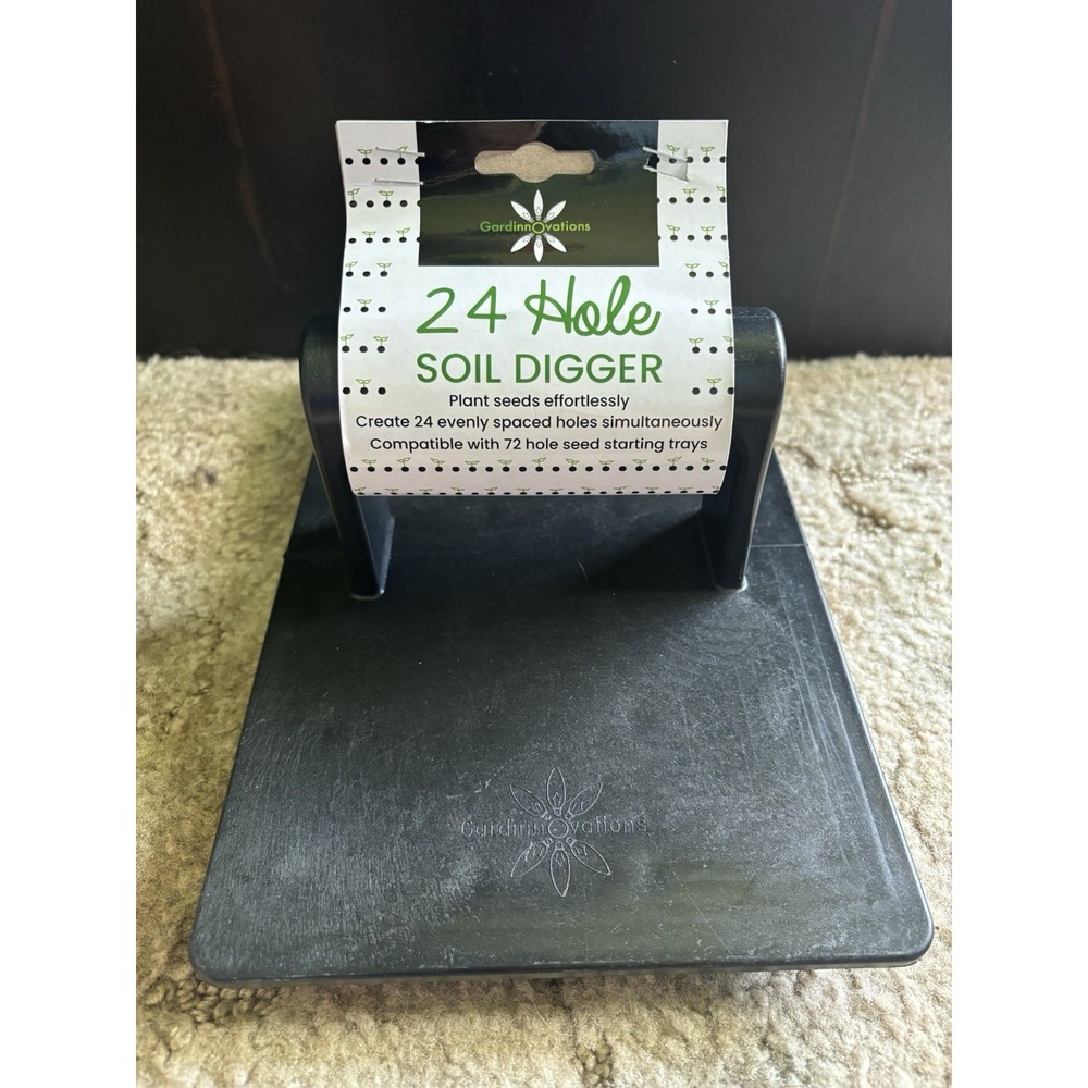 Gardinnovations 24 Hole Soil Digger Dibbler Seed Starting Tray Tool Plant Punch